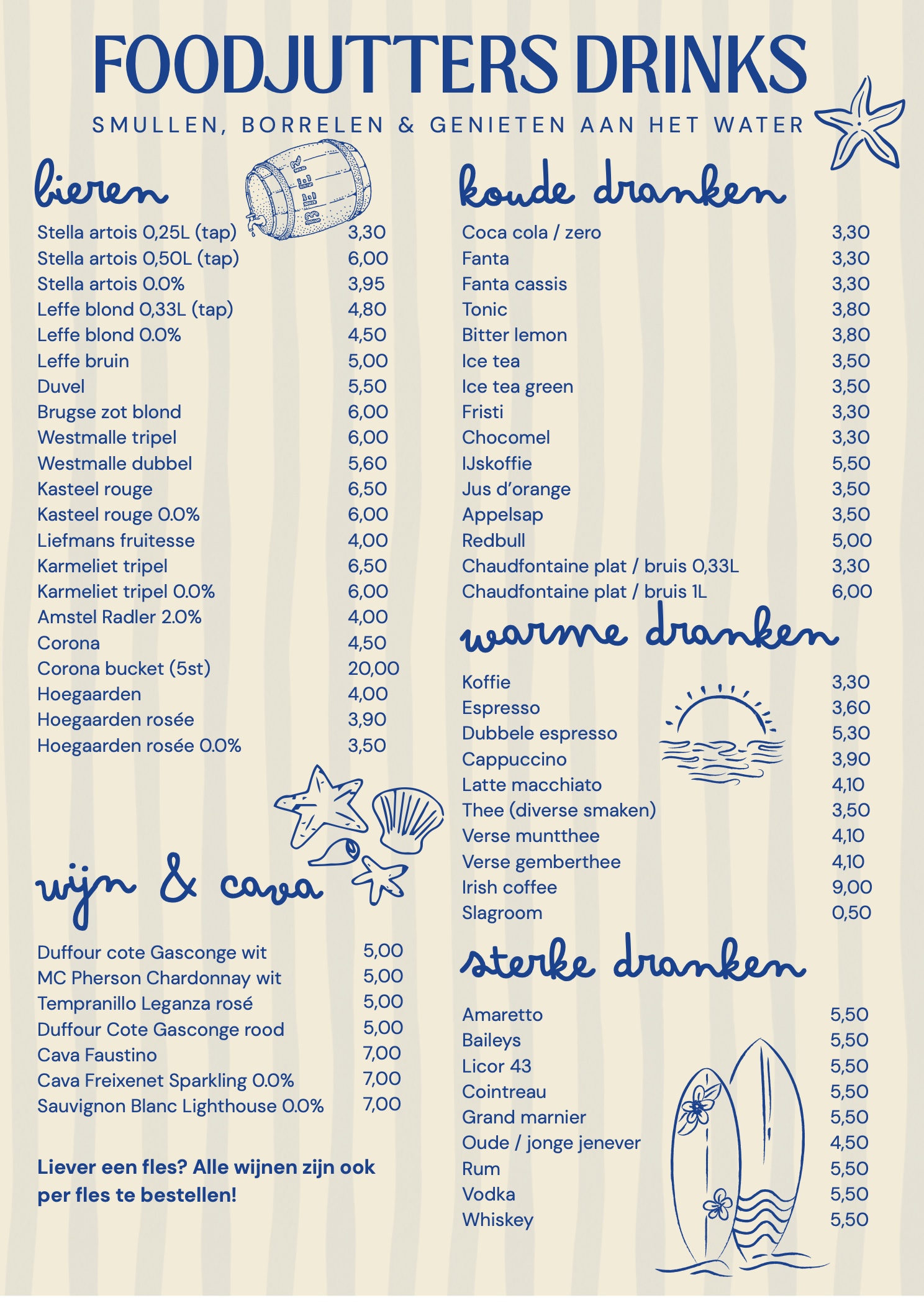 FoodJutters drinks: bieren, wijn, koude en warme dranken